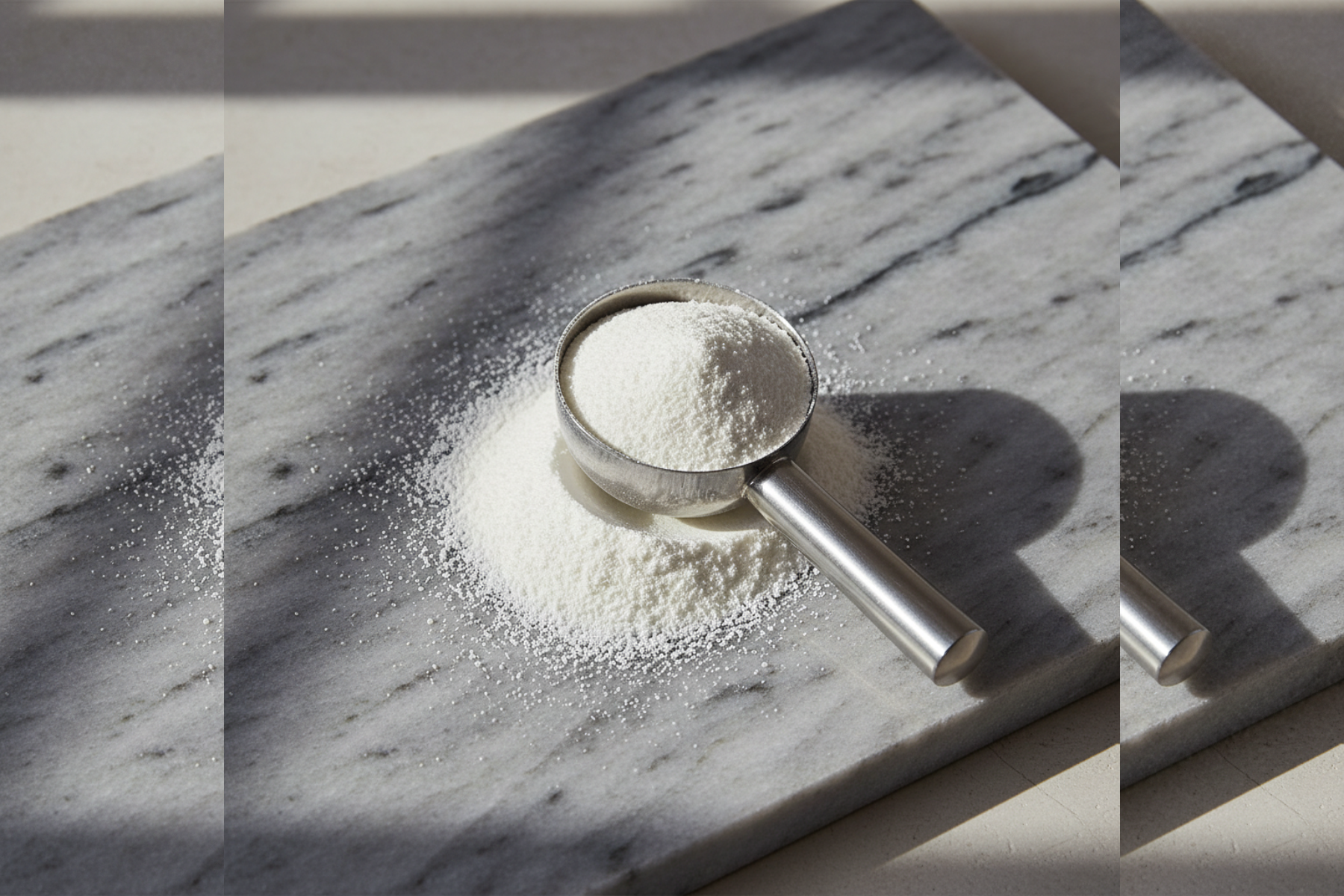 scoop of collagen on marble slab