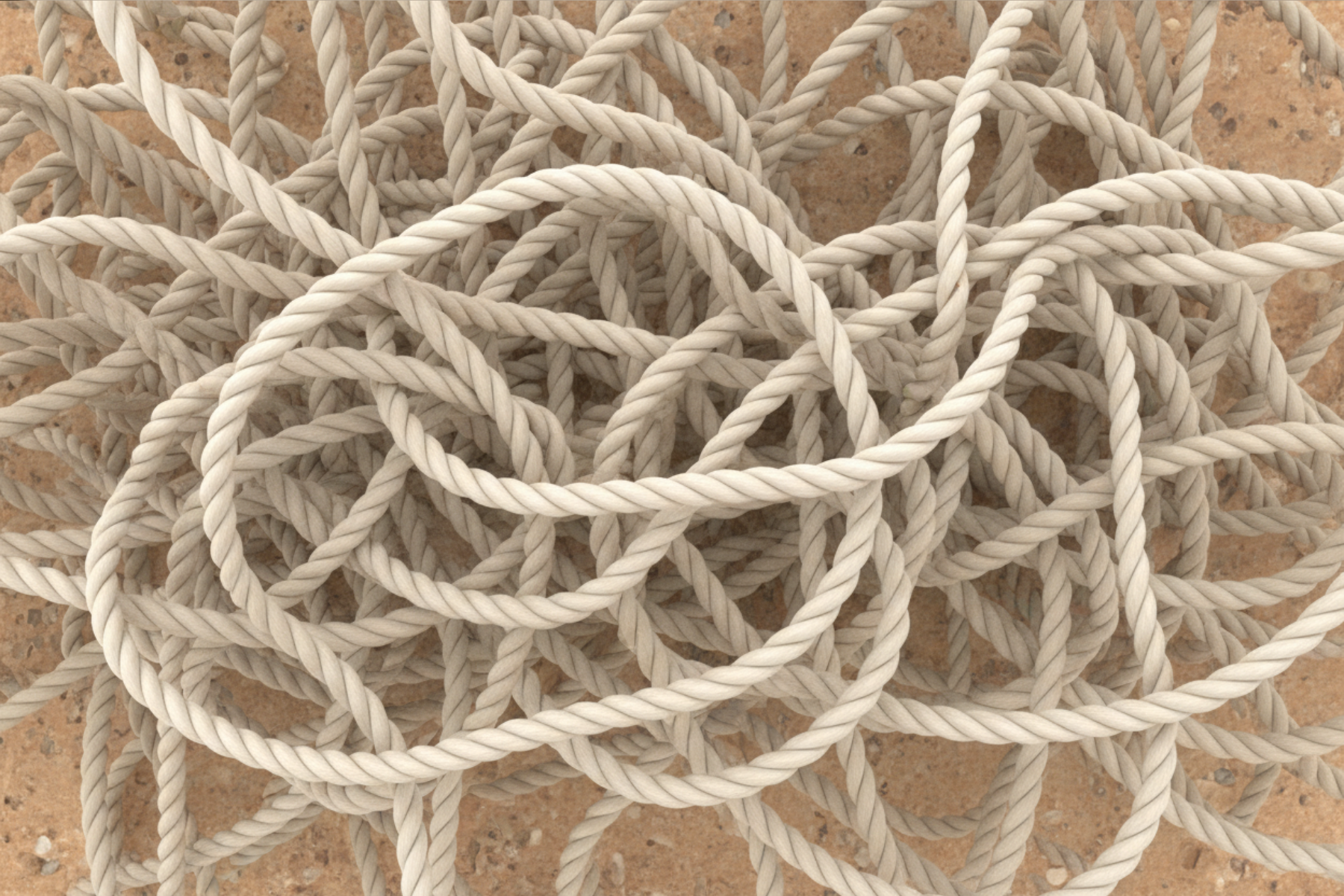 Interwoven collagen fibers representing type I and type III collagen structure, shown as organized rope-like fibrils illustrating dermal strength, elasticity, and skin structural integrity over time.