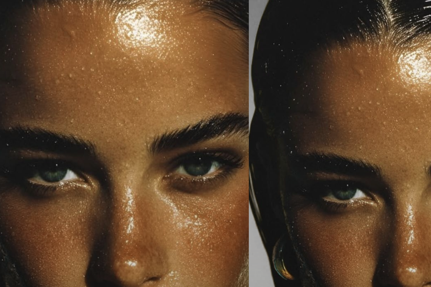 two faces next to each other, cropped to show eyes and to bottom of nose